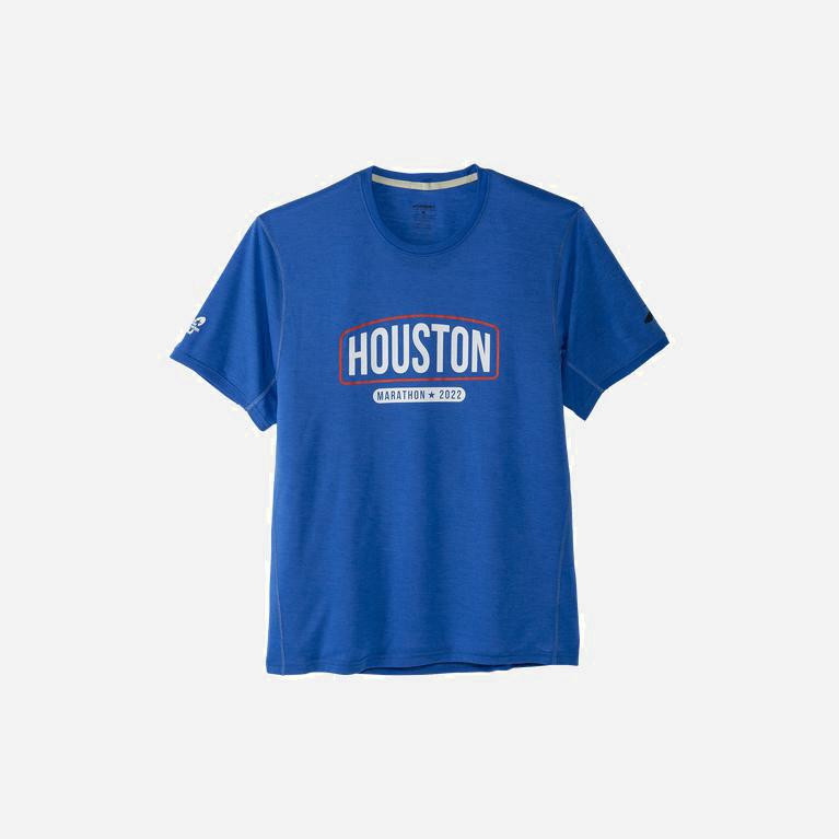 Brooks Houston22 Distance Graphic Ss Hombre Camisetas Manga Corta - Azules (3961FMHBO)